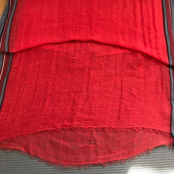 Long Red Striped Scarf - Picture 4 of 5